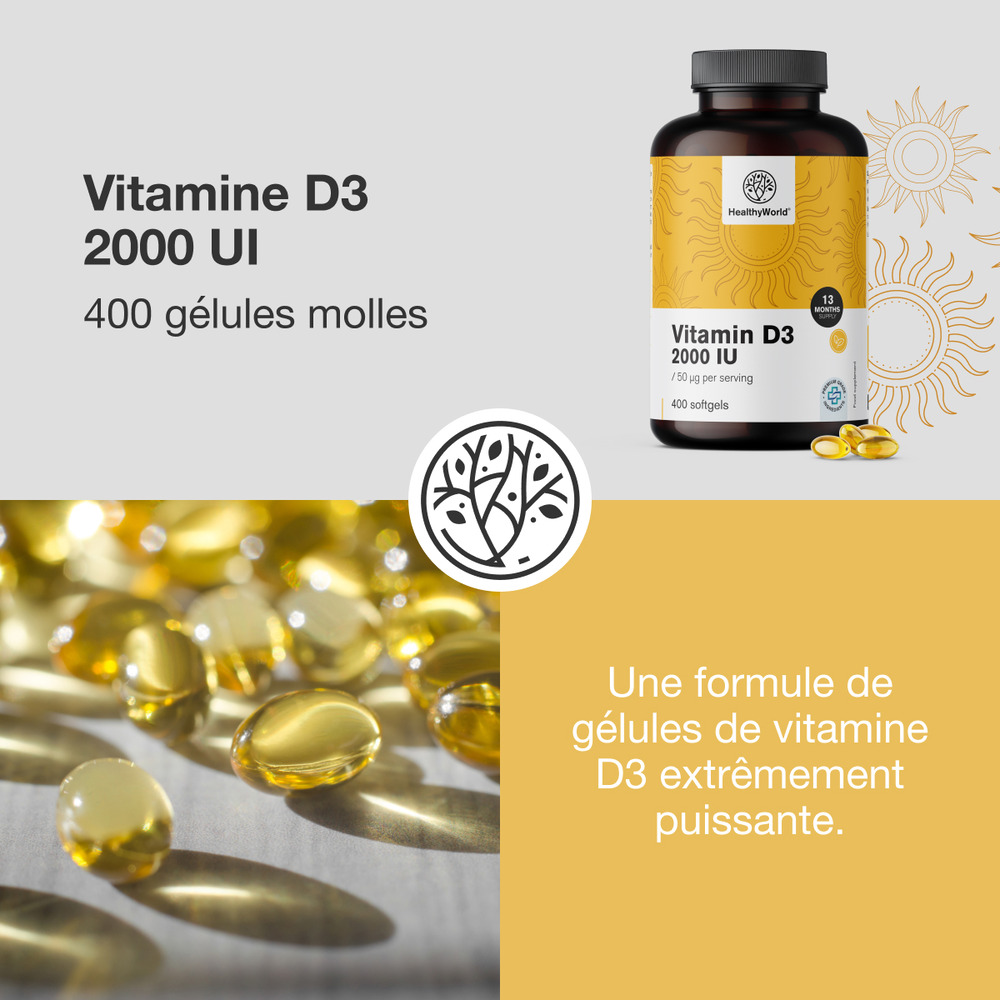 Vitamine D3 2000 UI, 400 gélules molles HealthyWorld.fr — free download