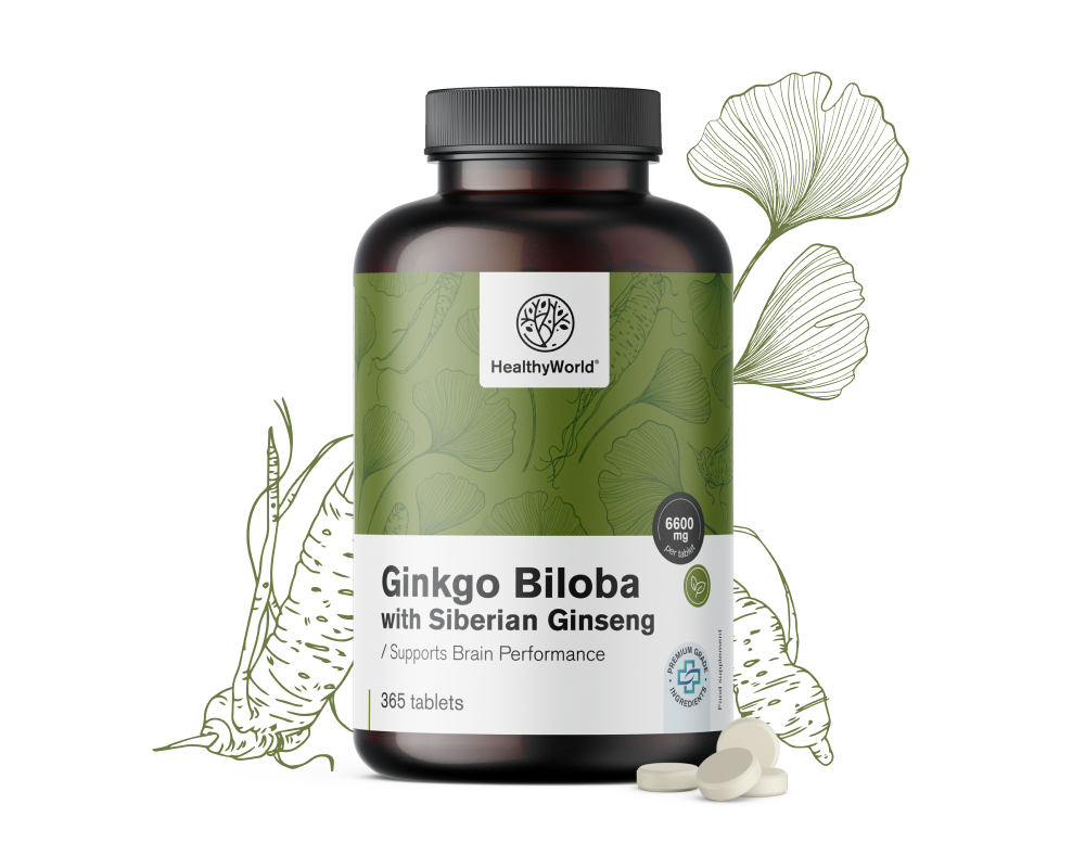 Ginkgo biloba avec ginseng sibérien 6600 mg