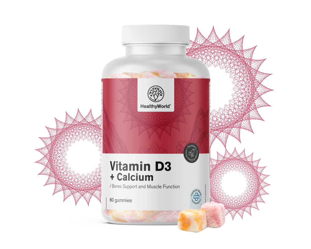 Vitamine D3 + Calcium – gummies pour les muscles, les os et les dents