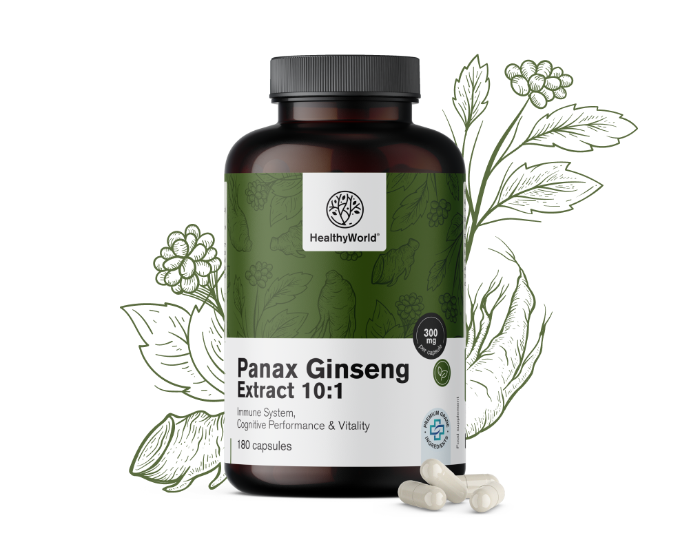 Panax Ginseng 300 mg - extrait de ginseng 10:1