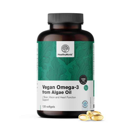 Oméga-3 végétalien 1000 mg – à base d'algues, 120 gélules molles