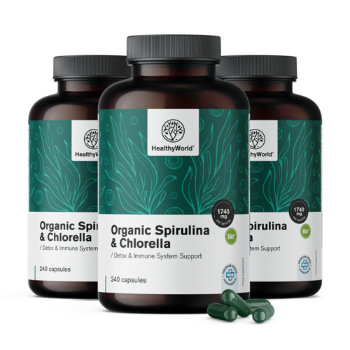 3x Spiruline et chlorelle 1740 mg, ensemble 720 gélules