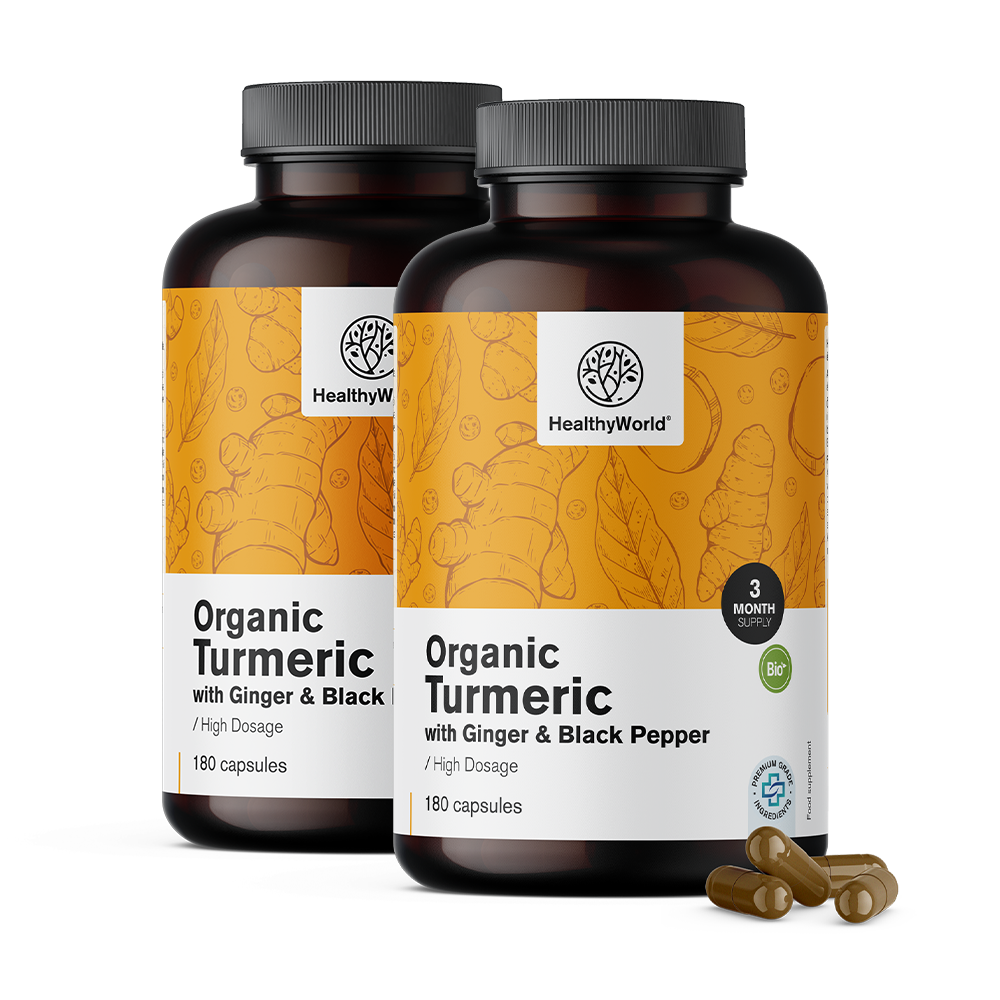 Curcuma BIO 1440 mg - avec du gingembre et du poivre noir.