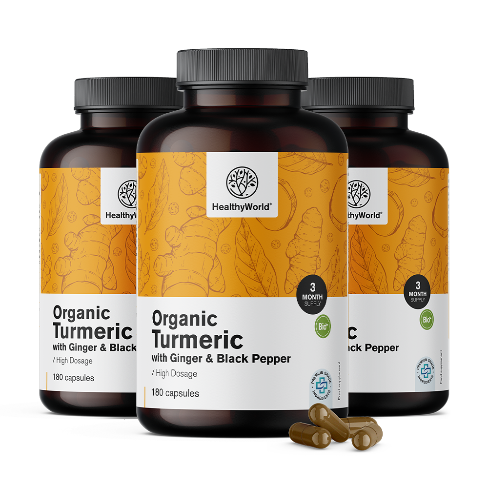 Curcuma BIO 1440 mg - avec du gingembre et du poivre noir.